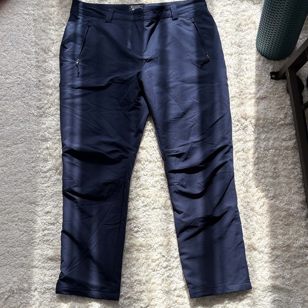 Women's Navy Fleece-Lined Hiking Pants with Zipper Pockets